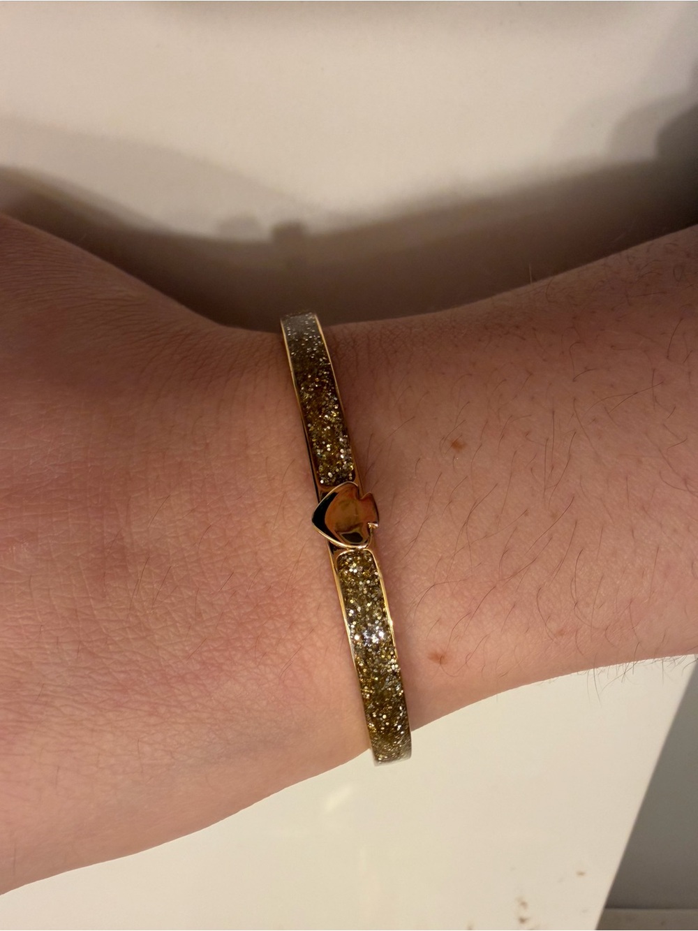 Kate Spade Gold Glitter Heart Bangle Bracelet